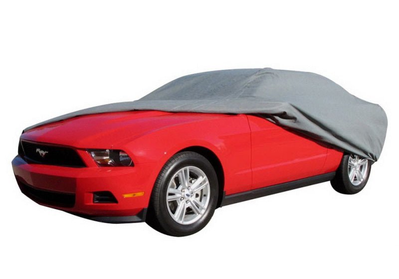 Rampage 2005 - 2014 Ford Mustang Car Cover - Gray, Custom Fit, 4 - Layer Breathable Protection with Lock and Storage Bag | ram1600 - JDMuscleSPK203074
