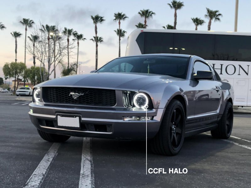 Raxiom 05 - 09 Ford Mustang GT V6 Axial Series CCFL Halo Projector Headlight - Blk Housing | Smkd Lens - JDMuscleShop the look 2rax49121