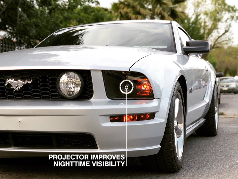 Raxiom 05 - 09 Ford Mustang Halogen 2010 Style LED Halo Headlights - Blk Hsng| Clear Lens/Excludes GT500 - JDMuscleShop the look 2rax101682