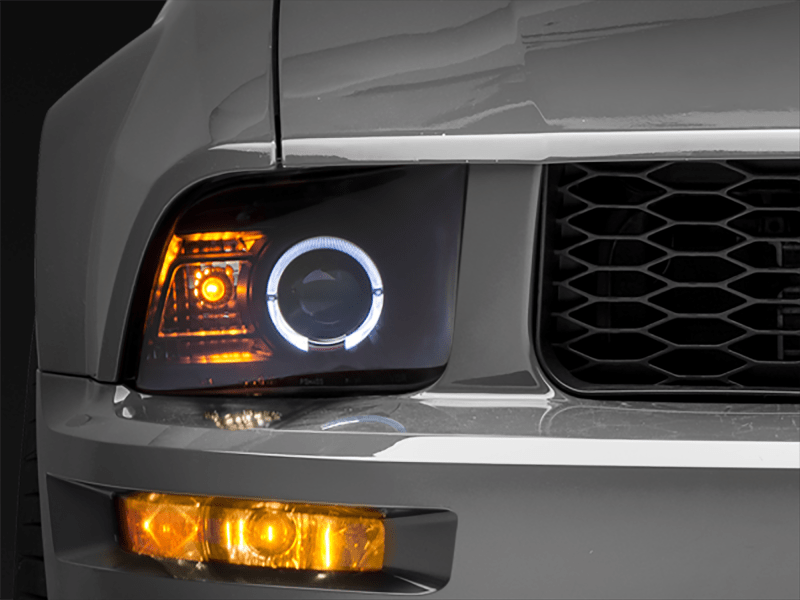Raxiom 05 - 09 Ford Mustang Halogen 2010 Style LED Halo Headlights - Blk Hsng| Clear Lens/Excludes GT500 - JDMuscleShop the look 2rax101682