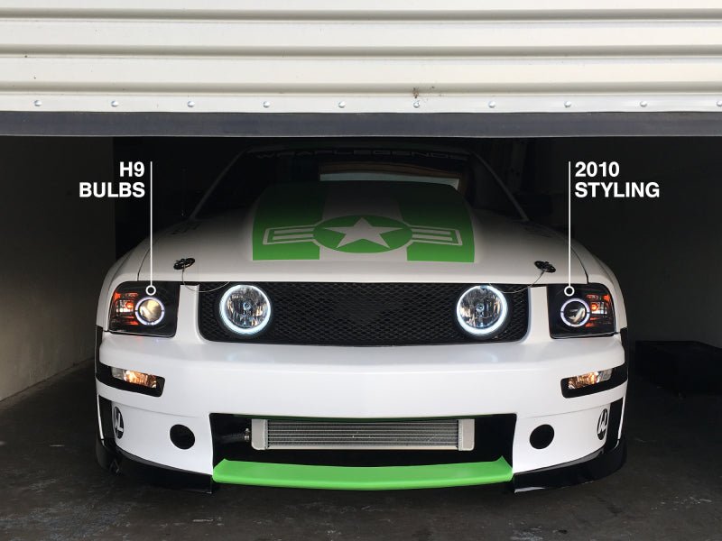Raxiom 05 - 09 Ford Mustang Halogen 2010 Style LED Halo Headlights - Blk Hsng| Clear Lens/Excludes GT500 - JDMuscleShop the look 2rax101682