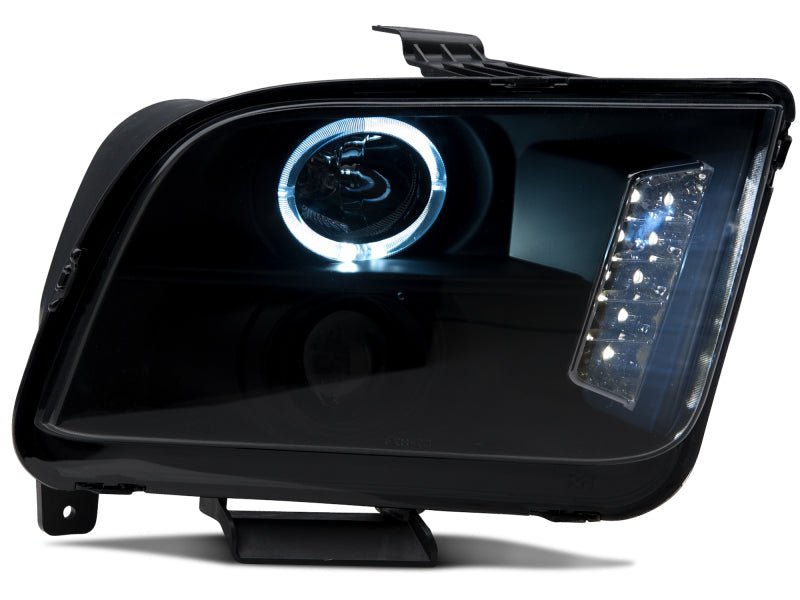 Raxiom 05 - 09 Ford Mustang w/ Halogen LED Halo Prjctr Headlights - Blk Hsng| Smoked Lens Exclude GT500 - JDMuscleShop the look 2rax49128