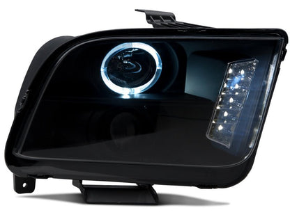 Raxiom 05 - 09 Ford Mustang w/ Halogen LED Halo Prjctr Headlights - Blk Hsng| Smoked Lens Exclude GT500 - JDMuscleShop the look 2rax49128