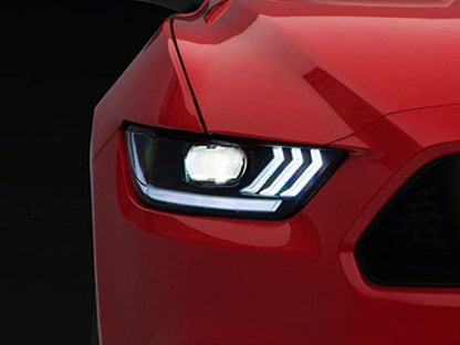 Raxiom 15 - 17 Ford Mustang Projector Headlights with OEM HID Bulbs, Black Housing and Clear Lenses | rax407055 - JDMuscleSPK547976
