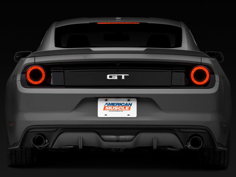 Raxiom 15 - 22 Ford Mustang Halo LED Tail Lights - Gloss Black Housing | Smoked Lens - JDMuscleShop the look 2rax393827