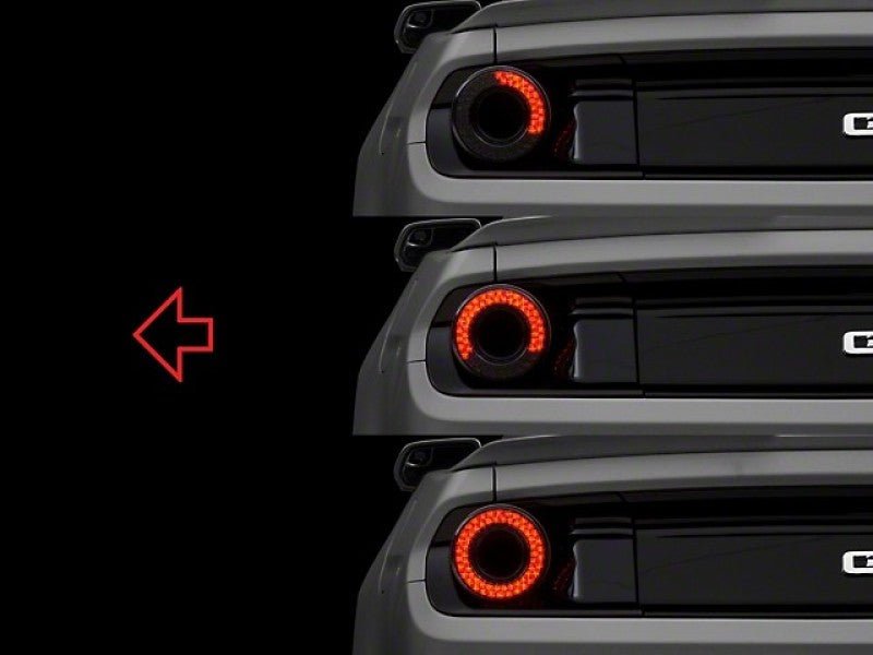 Raxiom 15 - 22 Ford Mustang Halo LED Tail Lights - Gloss Black Housing | Smoked Lens - JDMuscleShop the look 2rax393827