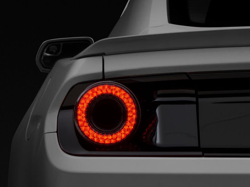 Raxiom 15 - 22 Ford Mustang Halo LED Tail Lights - Gloss Black Housing | Smoked Lens - JDMuscleShop the look 2rax393827