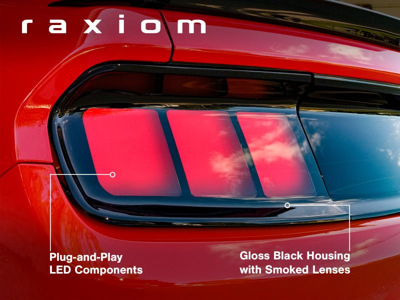 Raxiom 15 - 22 Ford Mustang Profile LED Tail Lights - Gloss Black Housing | Smoked Lens - JDMuscleShop the look 2rax402183