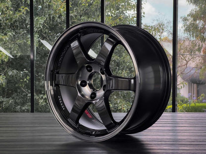 Rays TE37SL Pressed Double Black [Universal] - JDMuscleWheelsWVDAE18EPDB18X115x114.3'+18mm