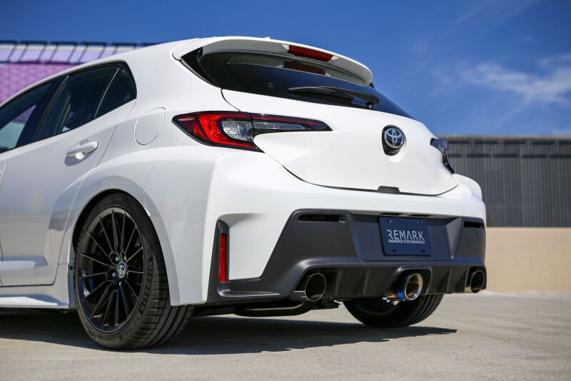 Remark 2023+ Toyota GR Corolla Elite Spec Cat - Back Exhaust w/ Outer Polished & Center Burned TI Tips - JDMuscleSPKremRK-C3076T-05