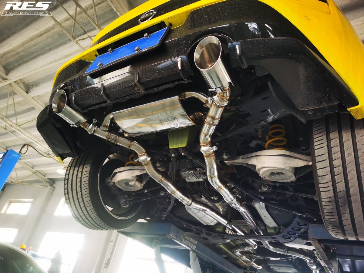 RES 23+ Nissan Z Valvetronic Catback Exhaust - JDMuscleCat Back Exhaust SystemRES.Z23.1304 Stainless Steel1:Burnt Double Wall