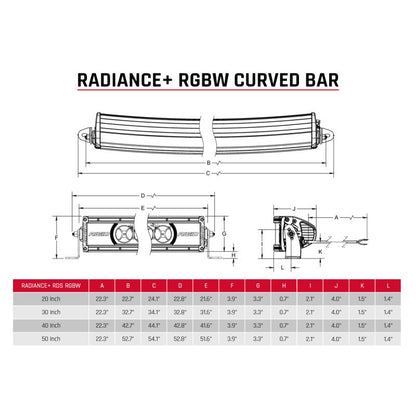 Rigid Industries Radiance+ Curved 40in. RGBW Light Bar | 340053 - JDMuscleLight Bars / Mounting340053