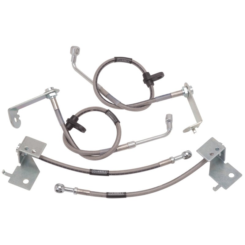 Russell Performance 05 - 11 Ford Mustang Brake Line Kit with ABS - Street Legal, Stainless Steel Braided Hoses | rus693380 - JDMuscleSPK303812