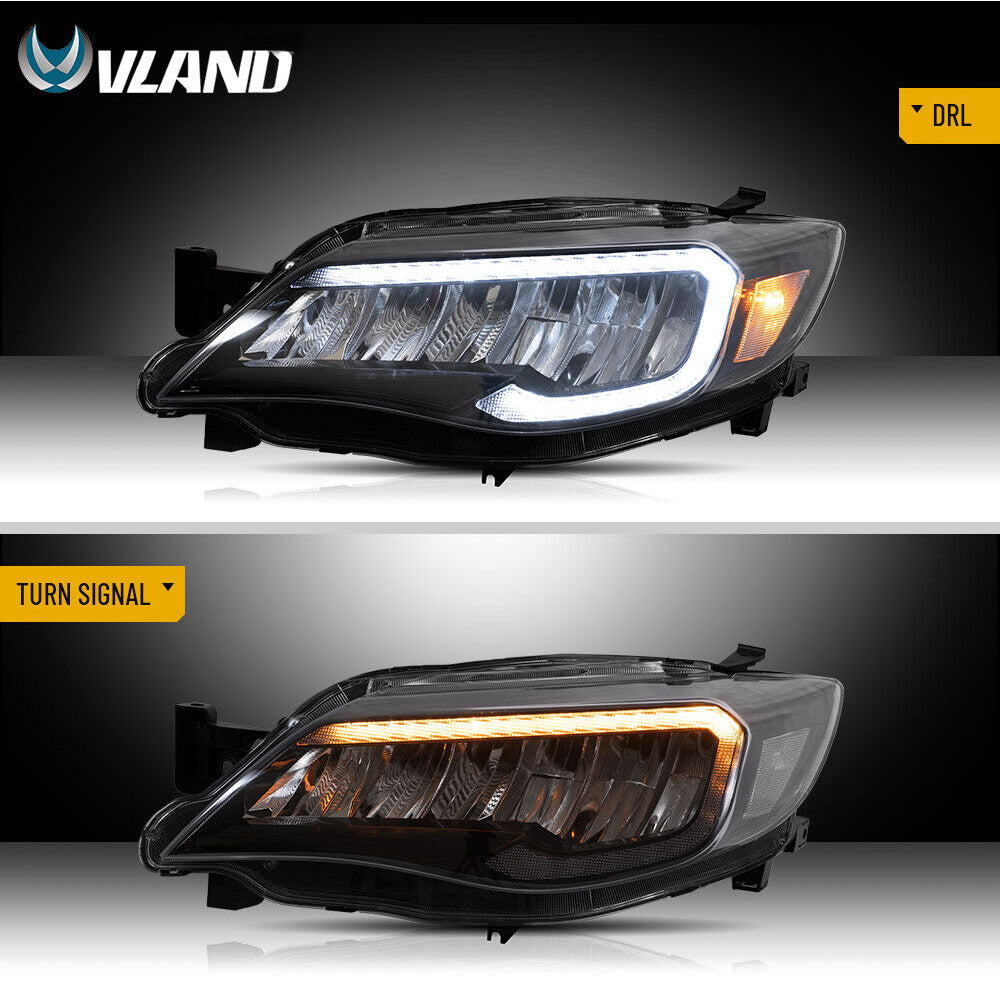 VLAND Full LED Headlights Assembly Compatible For Subaru Impreza / WRX STI 2008-2014