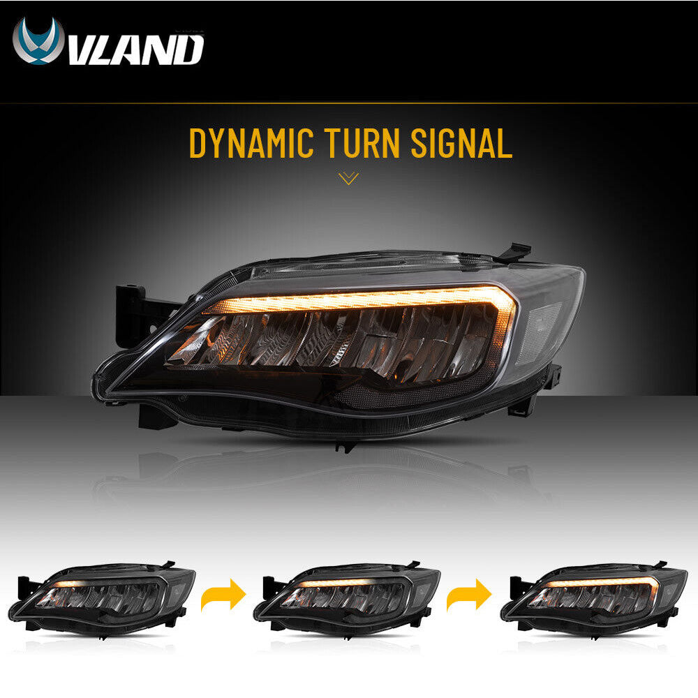 VLAND Full LED Headlights Assembly Compatible For Subaru Impreza / WRX STI 2008-2014