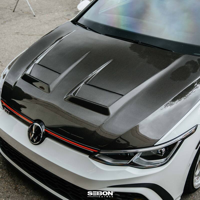 Seibon DV - Style Carbon Fiber Hood for 2022 - 2023 Volkswagen Golf GTI and R - JDMuscleSPK582221