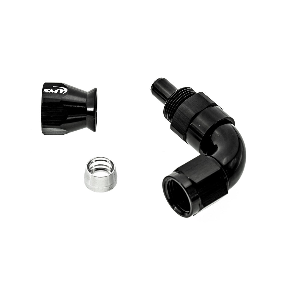 SMY Performance [Universal] Reusable PTFE Forged Full Flow Hose End 90 Degree 6an - Lifetime Warranty