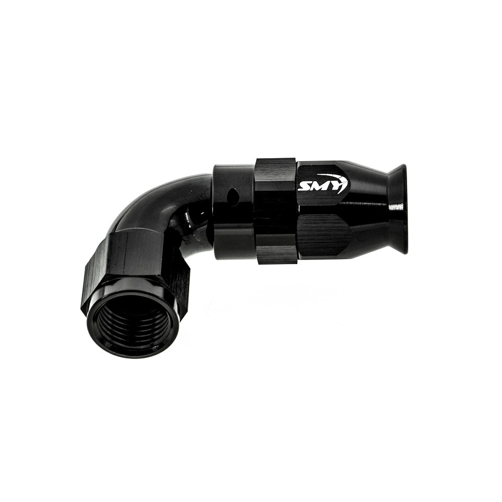 SMY Performance [Universal] Reusable PTFE Forged Full Flow Hose End 90 Degree 6an - Lifetime Warranty