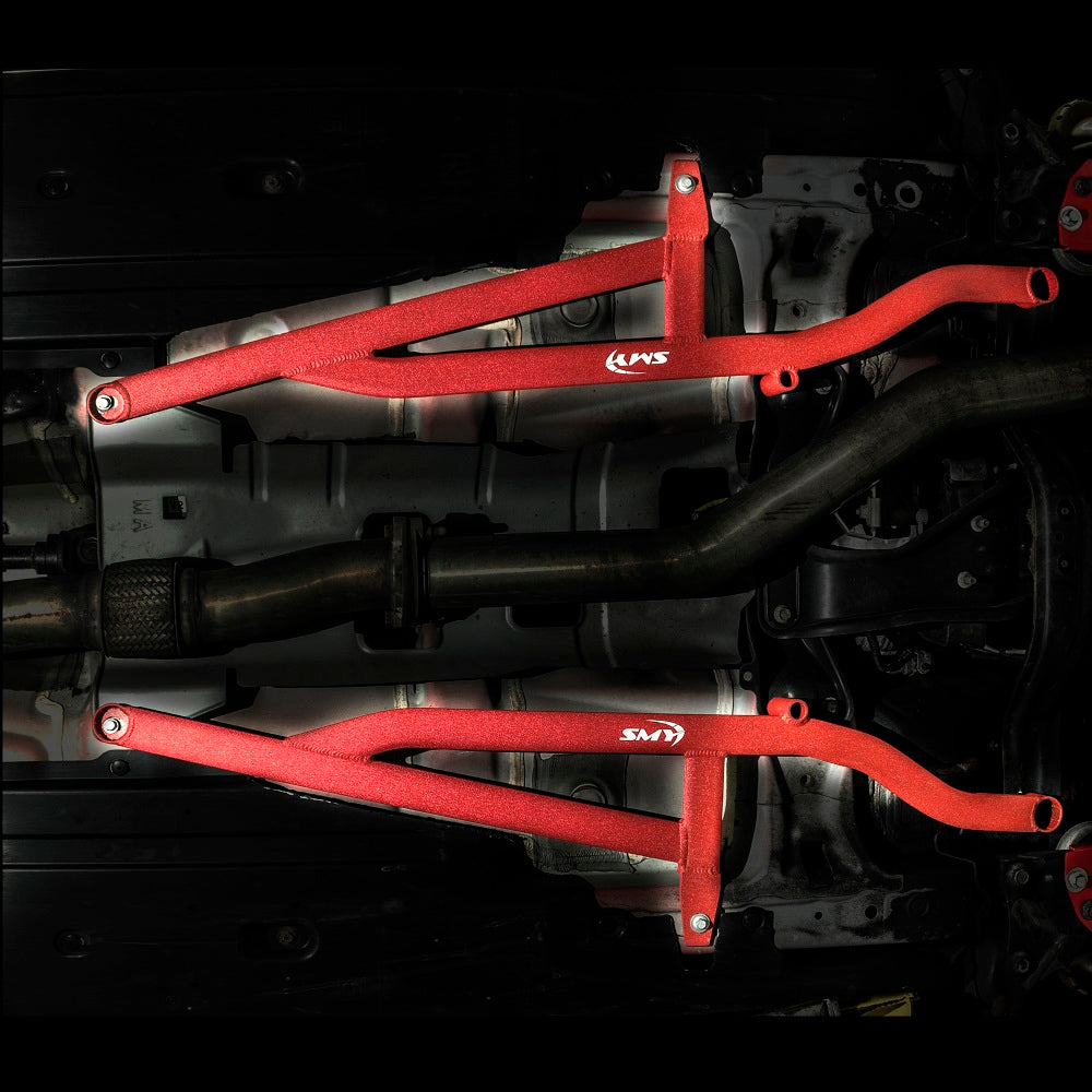 SMY Performance [08-21 WRX/STI, 13-17 Crosstrek] Stealth Center Floor Power Brace Kit Wrinkle Black
