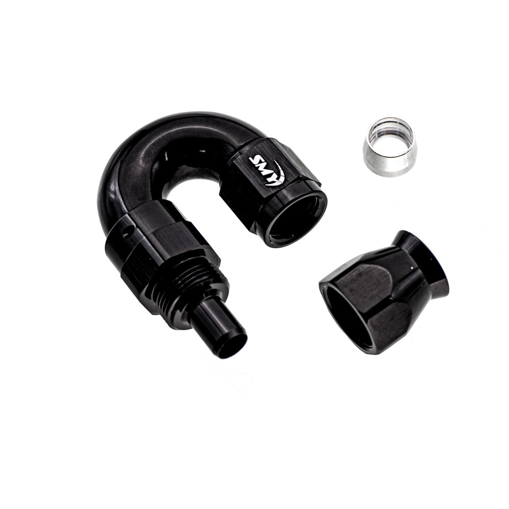 SMY Performance [Universal] Reusable PTFE Forged Full Flow Hose End 180 Degree 6an - Lifetime Warranty