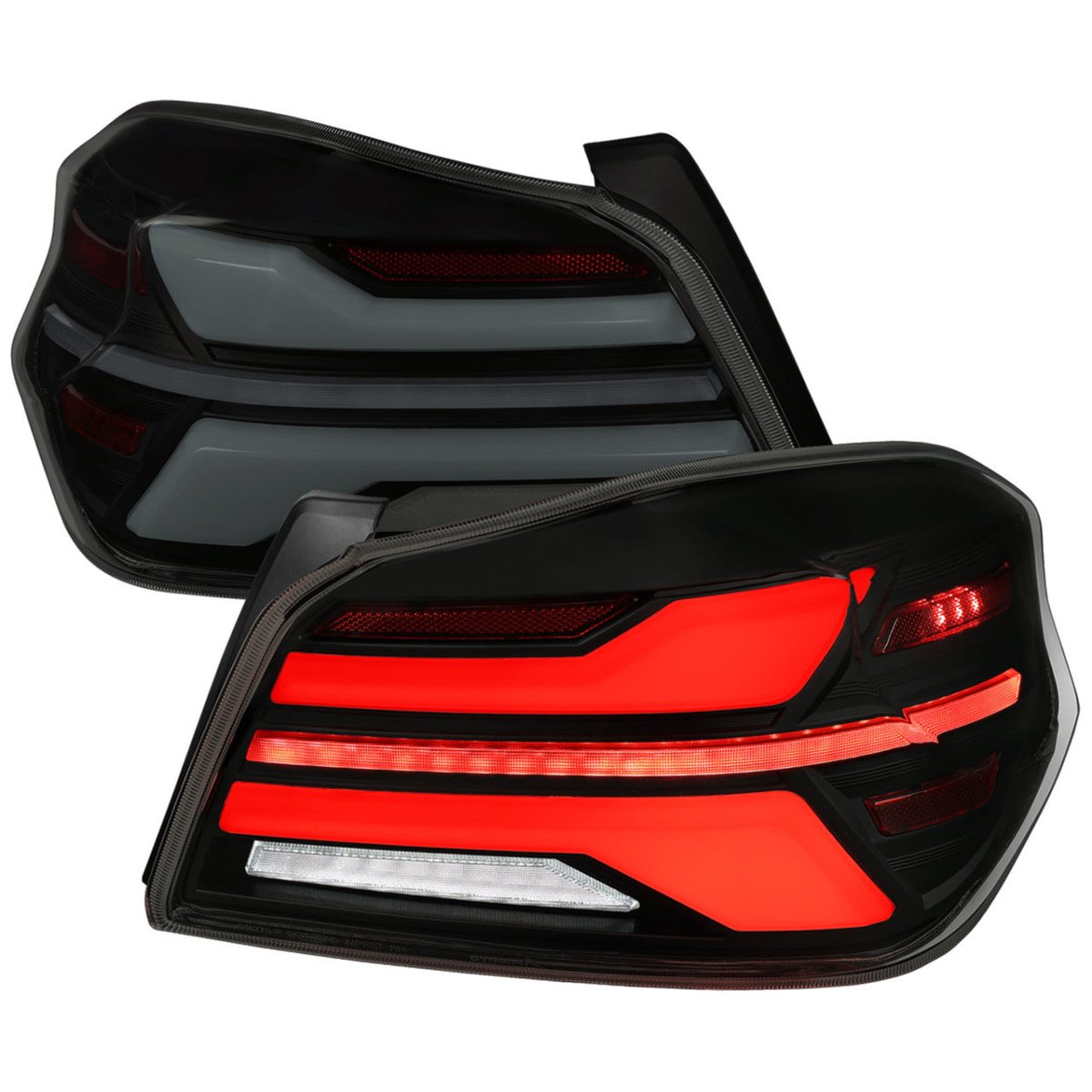 Spec - D [15 - 21 WRX/STI] Tail Light w/ Sequential LED Turn Signal and LED Side Marker Brake Reverse - JDMuscleTail LightsSCDLT-WRX15BBLED-SQ-RSBlack Housing / Smoked Lens / White Light Bar