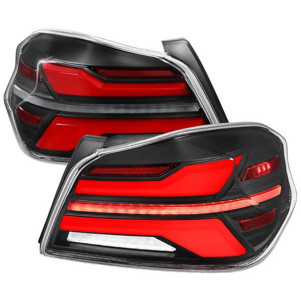 Spec - D [15 - 21 WRX/STI] Tail Light w/ Sequential LED Turn Signal and LED Side Marker Brake Reverse - JDMuscleTail LightsSCDLT-WRX15JRLED-SQ-RSBlack Housing / Clear Lens / Red Light Bar