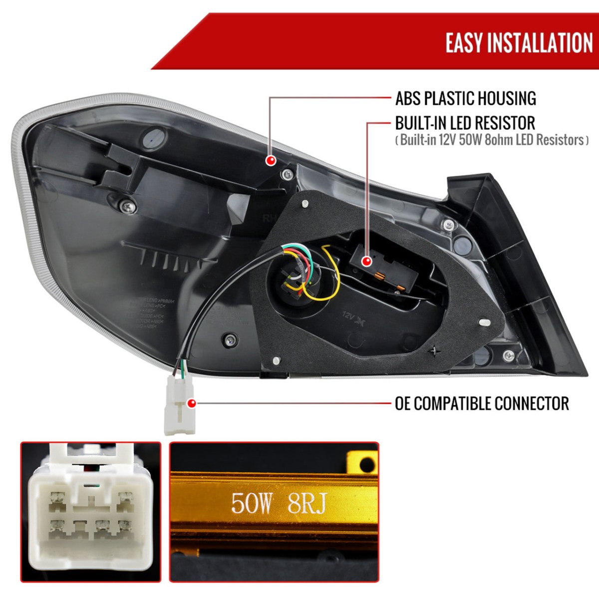 Spec - D [15 - 21 WRX/STI] Tail Light w/ Sequential LED Turn Signal and LED Side Marker Brake Reverse - JDMuscleTail LightsSCDLT-WRX15JMLED-SQ-RSMatte Black Housing / Clear Lens / White Light Bar
