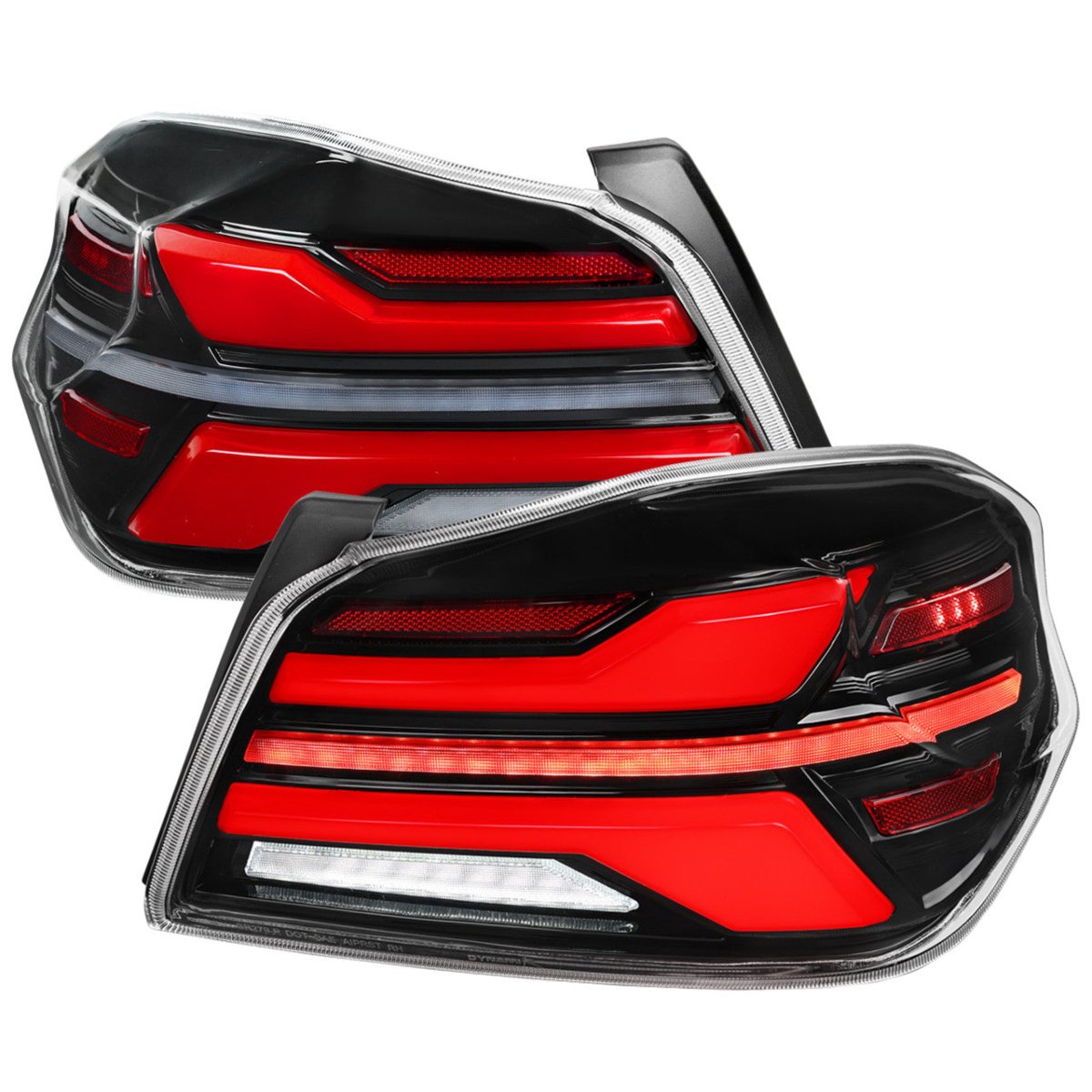 Spec - D [15 - 21 WRX/STI] Tail Light w/ Sequential LED Turn Signal and LED Side Marker Brake Reverse - JDMuscleTail LightsSCDLT-WRX15BKLED-SQ-RSGlossy Black Housing / Clear Lens / White Light Bar
