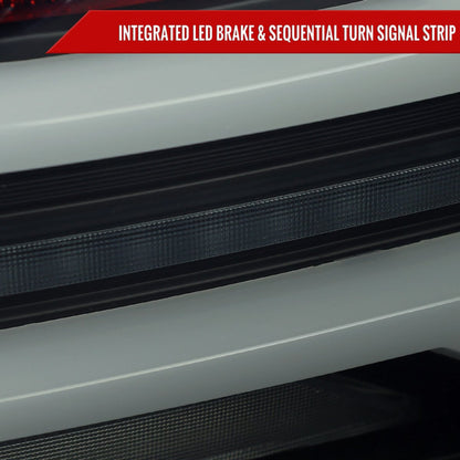 Spec - D [15 - 21 WRX/STI] Tail Light w/ Sequential LED Turn Signal and LED Side Marker Brake Reverse - JDMuscleTail LightsSCDLT-WRX15JMLED-SQ-RSMatte Black Housing / Clear Lens / White Light Bar