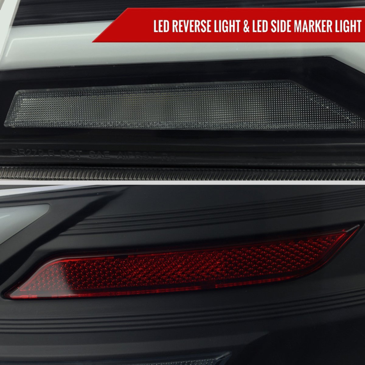 Spec - D [15 - 21 WRX/STI] Tail Light w/ Sequential LED Turn Signal and LED Side Marker Brake Reverse - JDMuscleTail LightsSCDLT-WRX15JMLED-SQ-RSMatte Black Housing / Clear Lens / White Light Bar