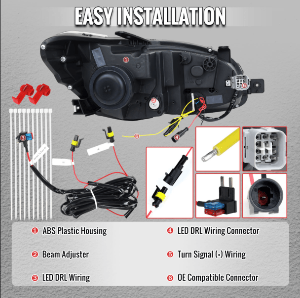 Spec - D Tuning [15 - 21 WRX] Halogen Projector Headlight Factory Halogen Only/Matte Black Housing Smoke Lens - JDMuscleHeadlights2LHP-WRX15SM-SQ-RS