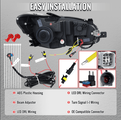 Spec - D Tuning [15 - 21 WRX] Halogen Projector Headlight Factory Halogen Only/Matte Black Housing Smoke Lens - JDMuscleHeadlights2LHP-WRX15SM-SQ-RS