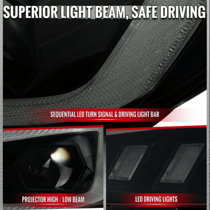 Spec - D Tuning [15 - 21 WRX] Halogen Projector Headlight Factory Halogen Only/Matte Black Housing Smoke Lens - JDMuscleHeadlights2LHP-WRX15SM-SQ-RS