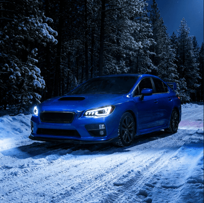 Spec - D Tuning [15 - 21 WRX] Halogen Projector Headlight Factory Halogen Only/Matte Black Housing Smoke Lens - JDMuscleHeadlights2LHP-WRX15SM-SQ-RS