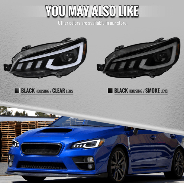 Spec - D Tuning [15 - 21 WRX] Halogen Projector Headlight Factory Halogen Only/Matte Black Housing Smoke Lens - JDMuscleHeadlights2LHP-WRX15SM-SQ-RS