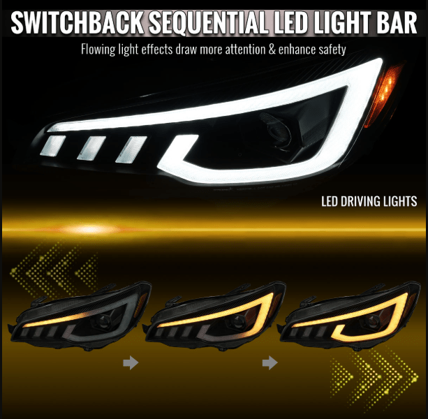 Spec - D Tuning [15 - 21 WRX] Halogen Projector Headlight Factory Halogen Only/Matte Black Housing Smoke Lens - JDMuscleHeadlights2LHP-WRX15SM-SQ-RS