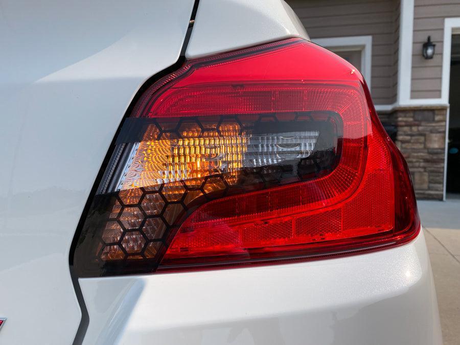 Special Edition C - Cut Tail Light Overlays - 2015 - 2021 Subaru WRX / STI - JDMuscleTaillightsSFB15WRXTLCCDSHCDark Smoke Honeycomb