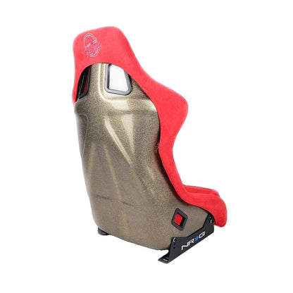 NRG FRP Bucket Seat ULTRA Edition - Large | Red Alcantara/Gold Glitter Back - JDMuscleSeats680334430133