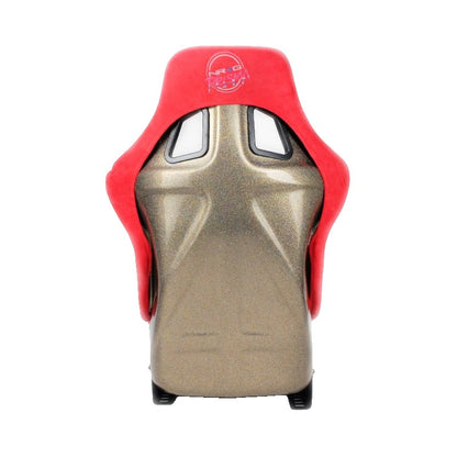 NRG FRP Bucket Seat ULTRA Edition - Large | Red Alcantara/Gold Glitter Back - JDMuscleSeats680334430133
