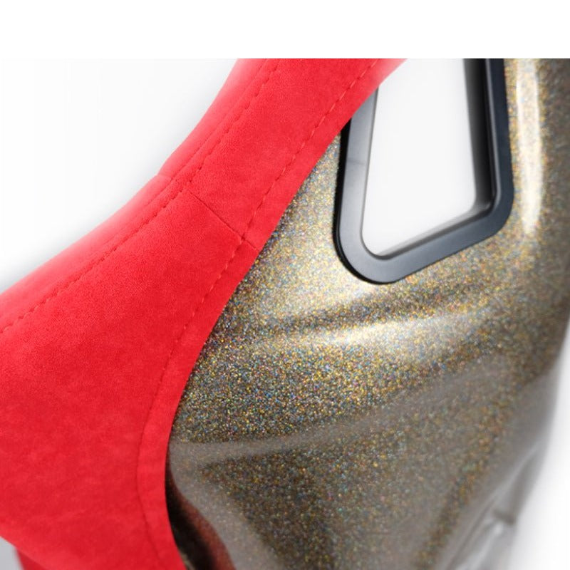 NRG FRP Bucket Seat ULTRA Edition - Large | Red Alcantara/Gold Glitter Back - JDMuscleSeats680334430133