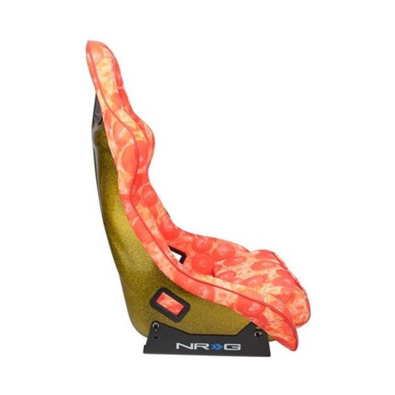 FRP Bucket Seat PRISMA- ULTRA SLICE Edition w/ Gold Pearlized Back Pizza Microfiber Print- Large - JDMuscleSeats425591