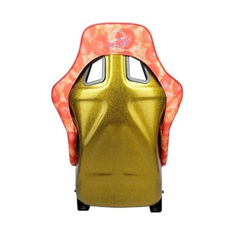 FRP Bucket Seat PRISMA- ULTRA SLICE Edition w/ Gold Pearlized Back Pizza Microfiber Print- Large - JDMuscleSeats425591
