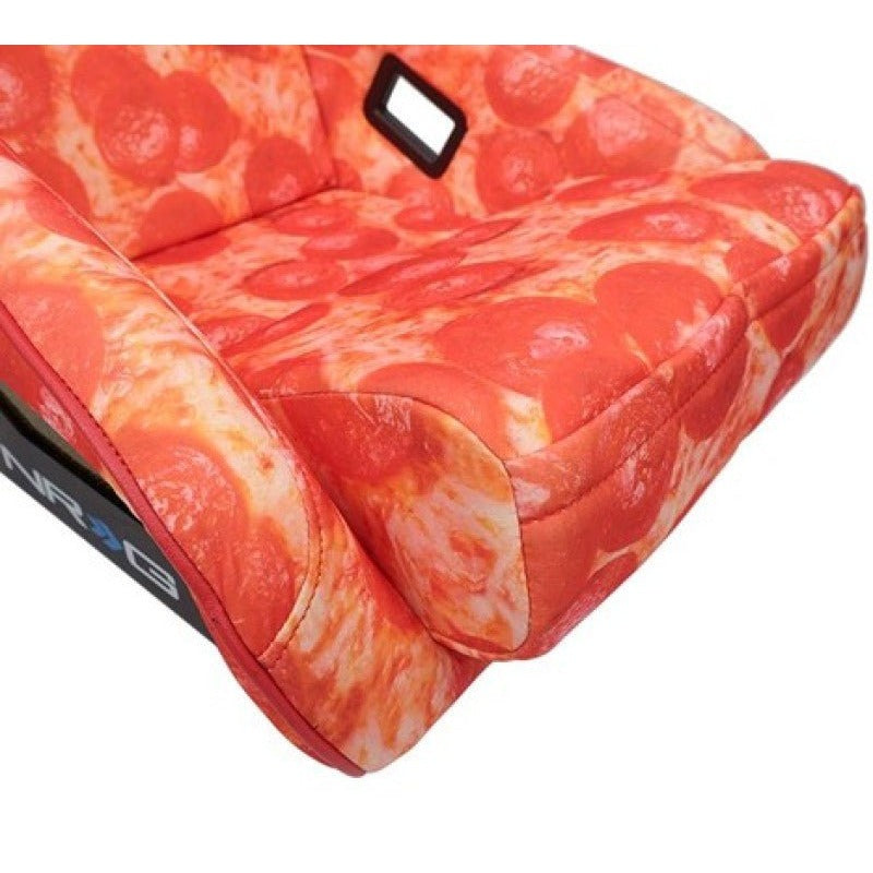 FRP Bucket Seat PRISMA- ULTRA SLICE Edition w/ Gold Pearlized Back Pizza Microfiber Print- Large - JDMuscleSeats425591