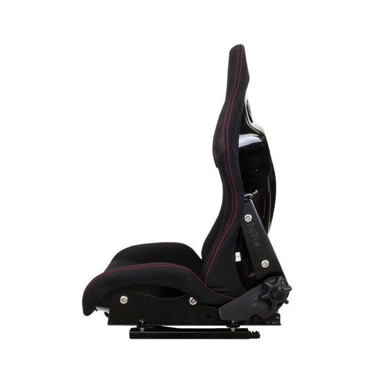 NRG FRP Bucket Seat - Reclinable | Black Cloth w/Red Stiting - JDMuscleSeats171266