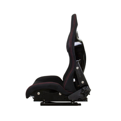 NRG FRP Bucket Seat - Reclinable | Black Cloth w/Red Stiting - JDMuscleSeats171266