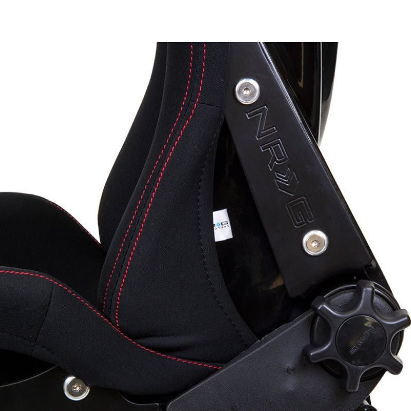 NRG FRP Bucket Seat - Reclinable | Black Cloth w/Red Stiting - JDMuscleSeats171266