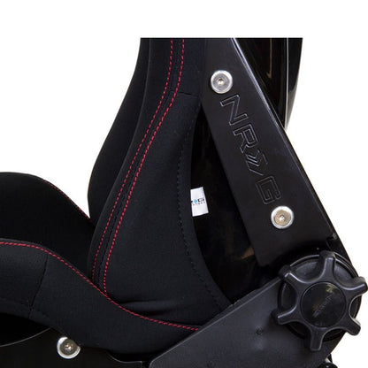 NRG FRP Bucket Seat - Reclinable | Black Cloth w/Red Stiting - JDMuscleSeats171266