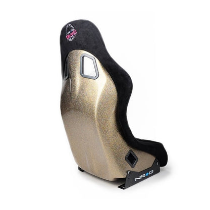 NRG FRP Bucket Seat ULTRA Edition - Medium | Black Alcantara/Gold Glitter Back - JDMuscleSeats350956