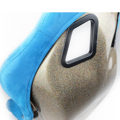 NRG FRP Bucket Seat ULTRA Edition - Medium | Blue Alcantara/Pearlized Back - JDMuscleSeats371219