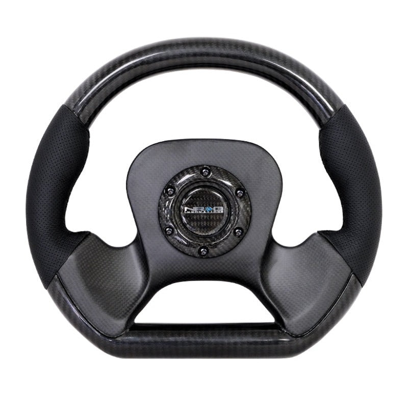NRG Carbon Fiber Steering Wheel | 320mm CF Center Plate & Two-Tone Carbon w/Leather Trim Handles - JDMuscleSteering Wheel Components171422
